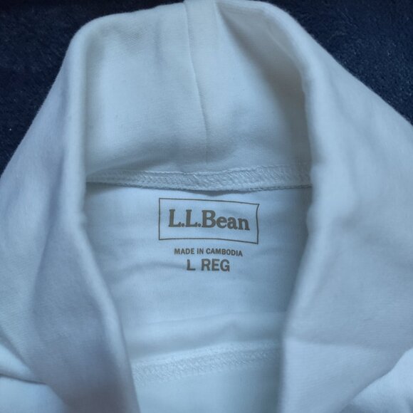 LL Bean ladies white turtleneck long sleeve cotton shirt, L - Picture 8 of 8